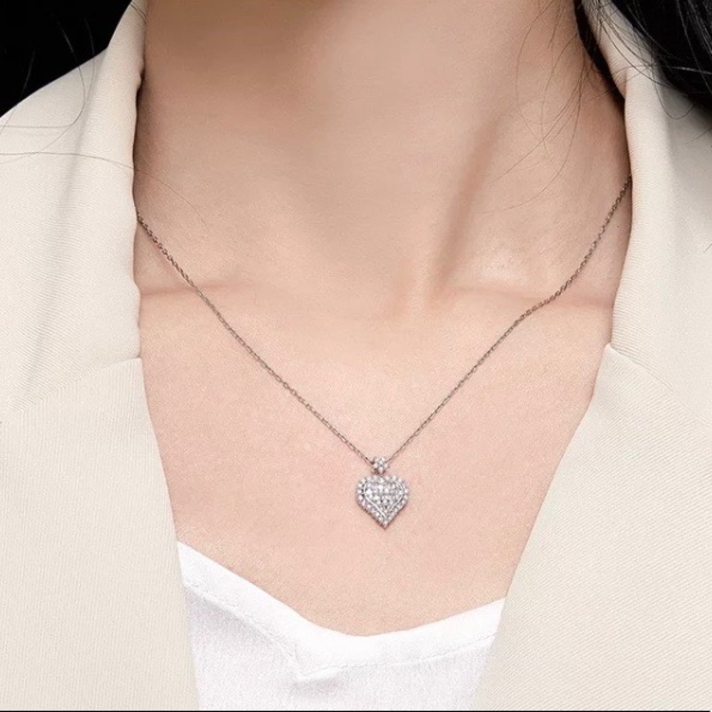 NEW 925 STERLING SILVER DIAMOND PENDANT NECKLACE - Picture 8 of 8